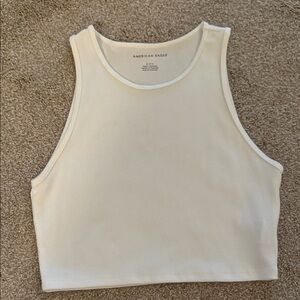 American Eagle white crop ribbed tank